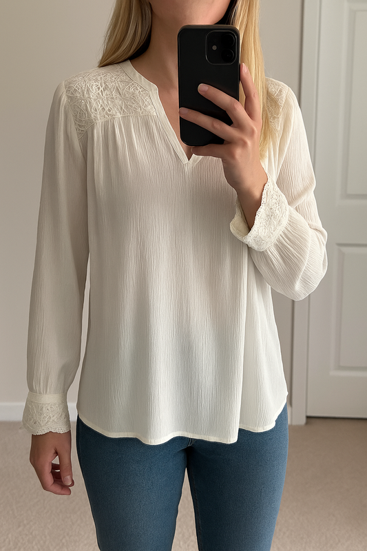 Blouse blanche brodée Elora T.40