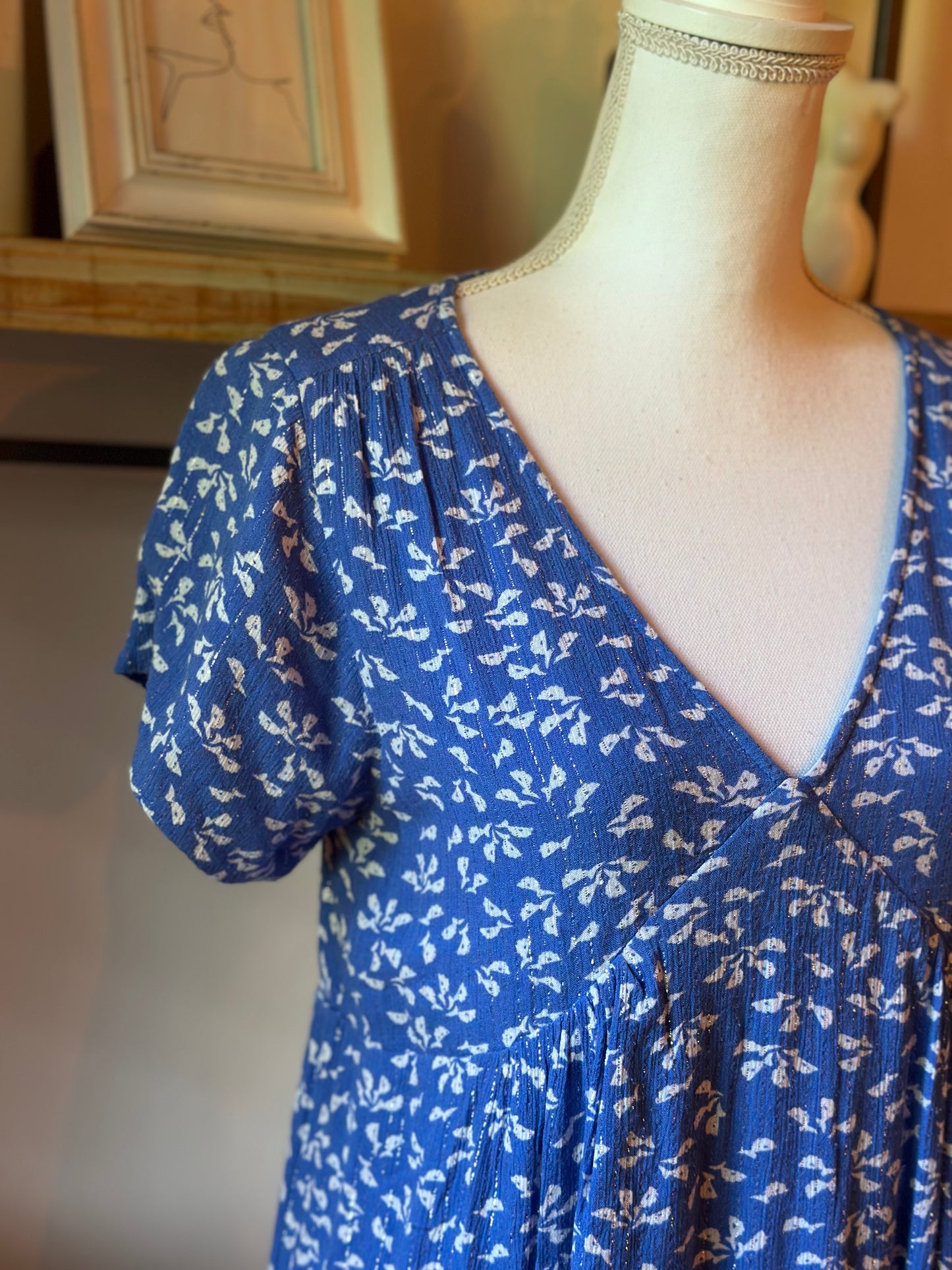 Robe fluide imprimé fleuri lurex T.38