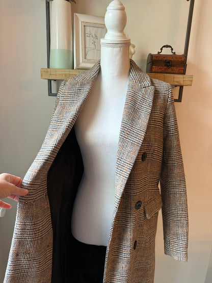 Manteau long pied-de-poule en laine T.34