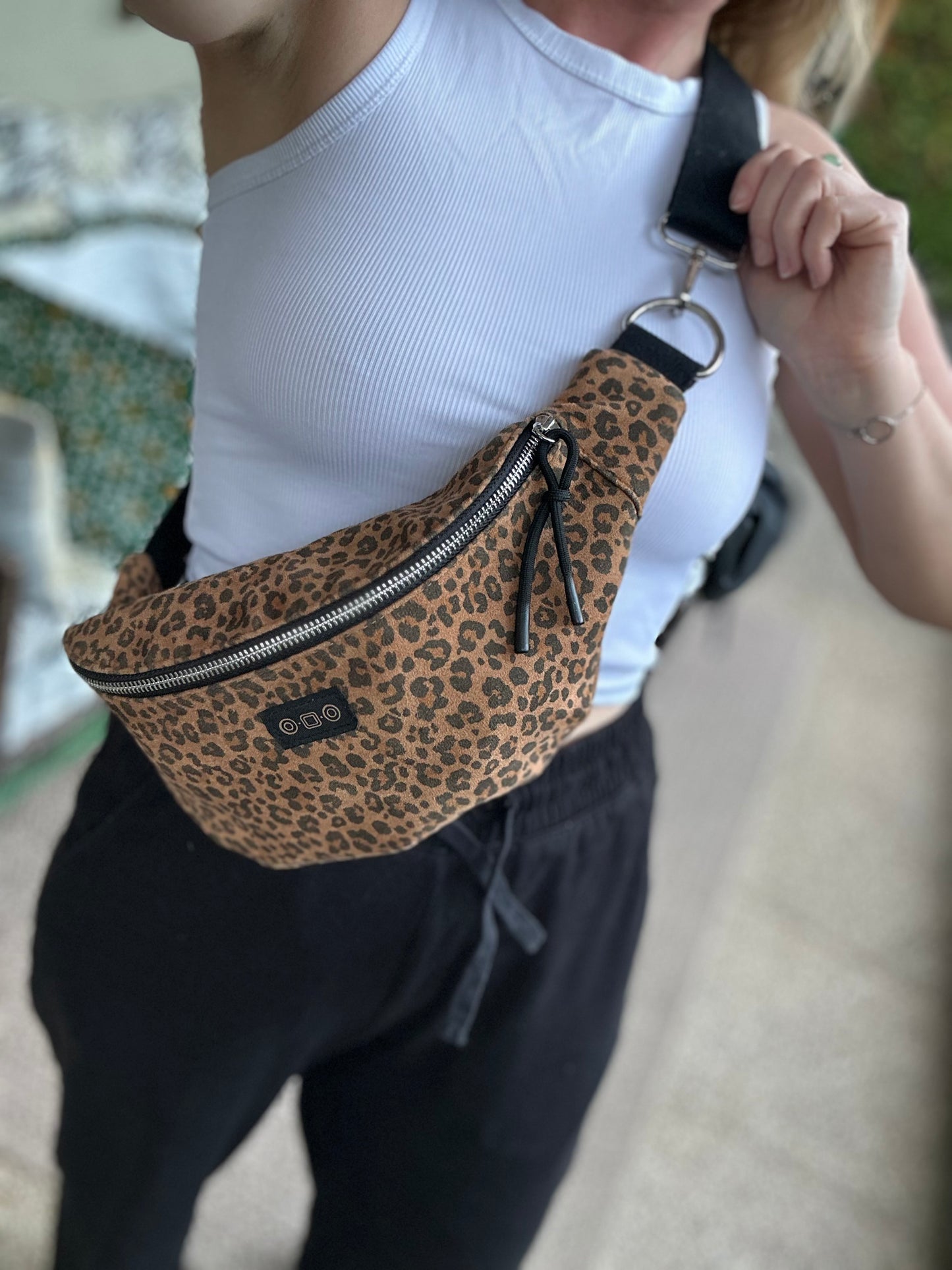 Sac banane imprimé léopard coton marron neuves