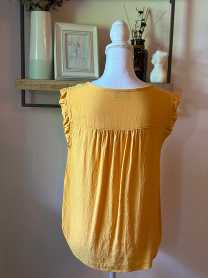 Blouse jaune moutarde T38 en viscose et lin