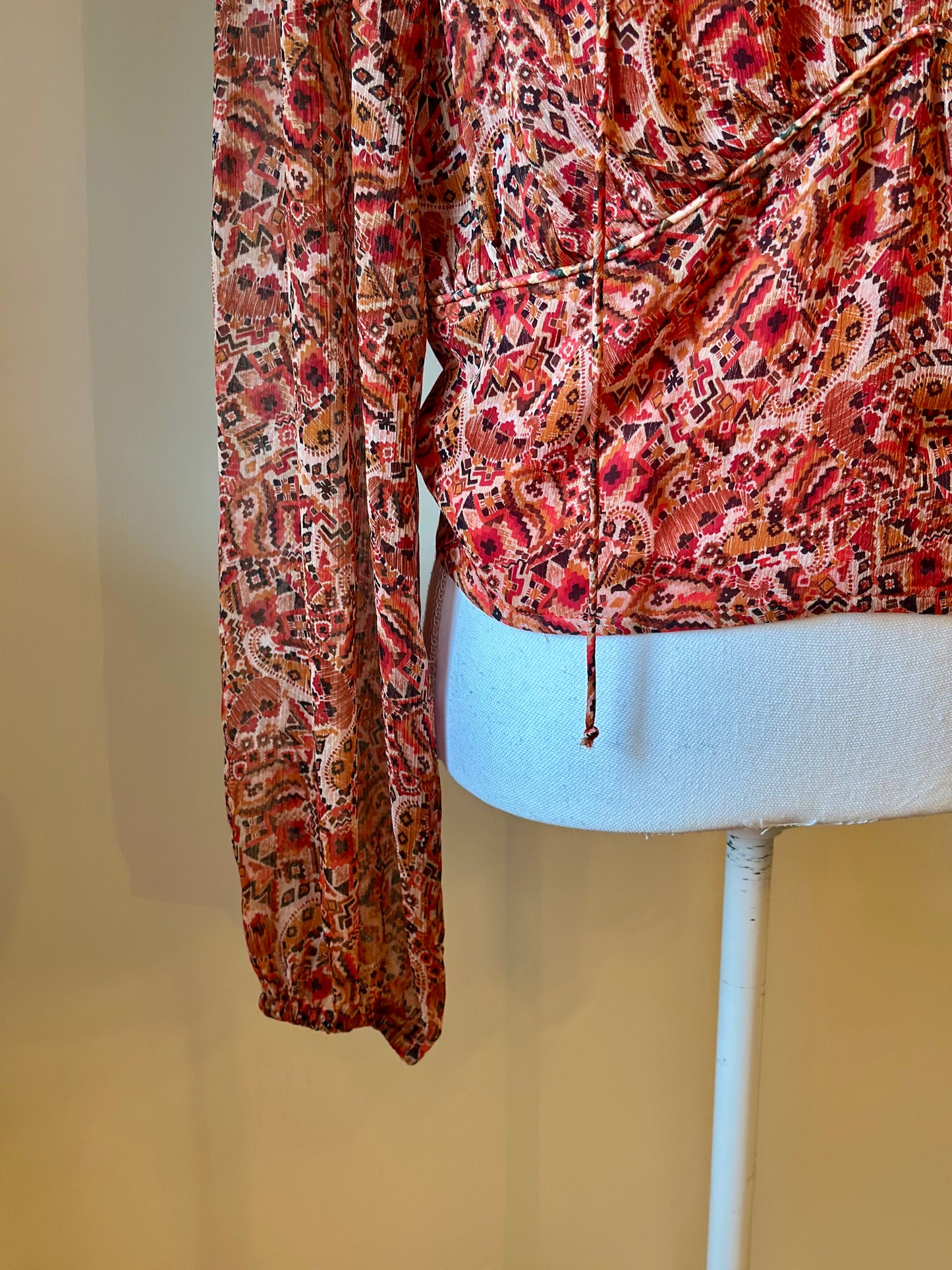 Blouse cropped imprimé corail T.44 neuf avec étiquette