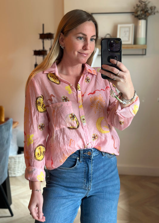 Chemise imprimé arty soleil lune T.38