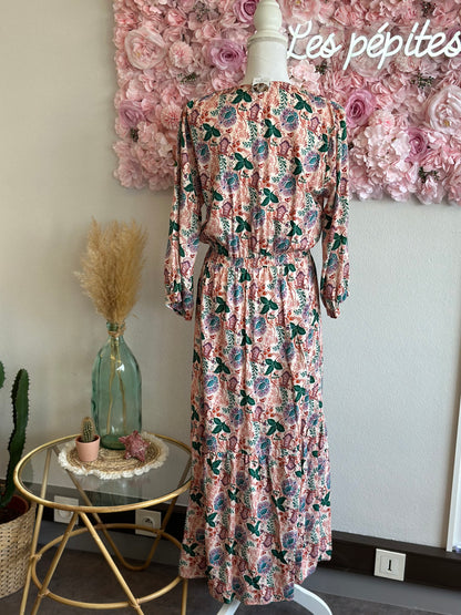 Robe longue à imprimé floral coloré, T.40