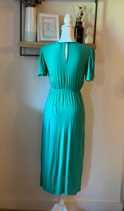 Robe midi Jet verte jacquard T.36