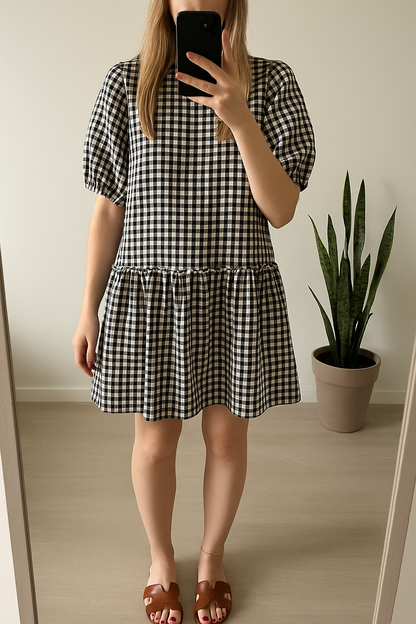 Robe à carreaux noire et blanche T.34/36 oversize