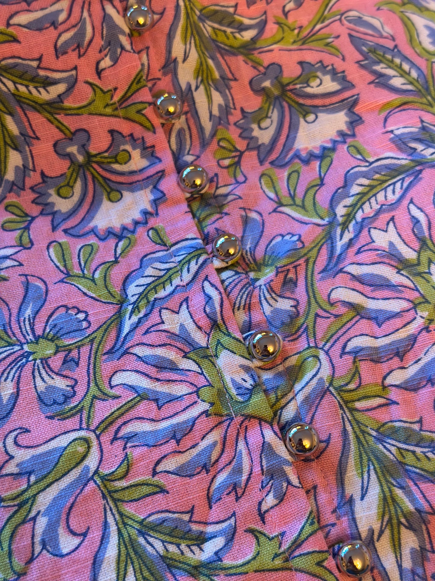 Blouse bohème modèle Raquel rose à motifs T.U (36 au 42)