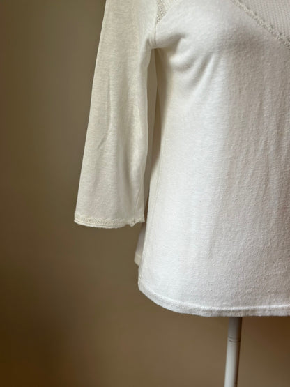 Top blanc en coton avec empiècement dentelle T.36