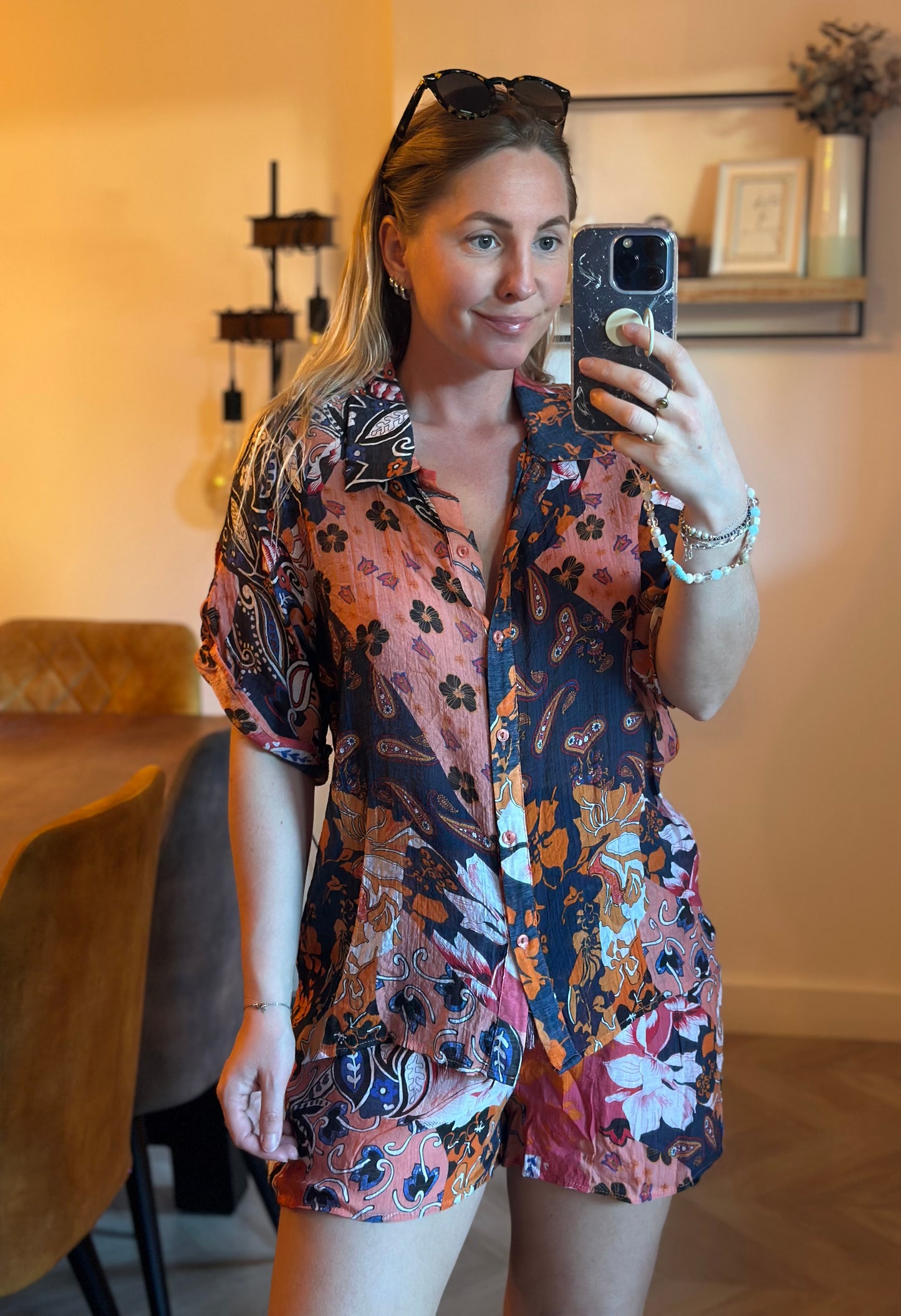 Ensemble chemise short imprimé patchwork bohème T.36/38