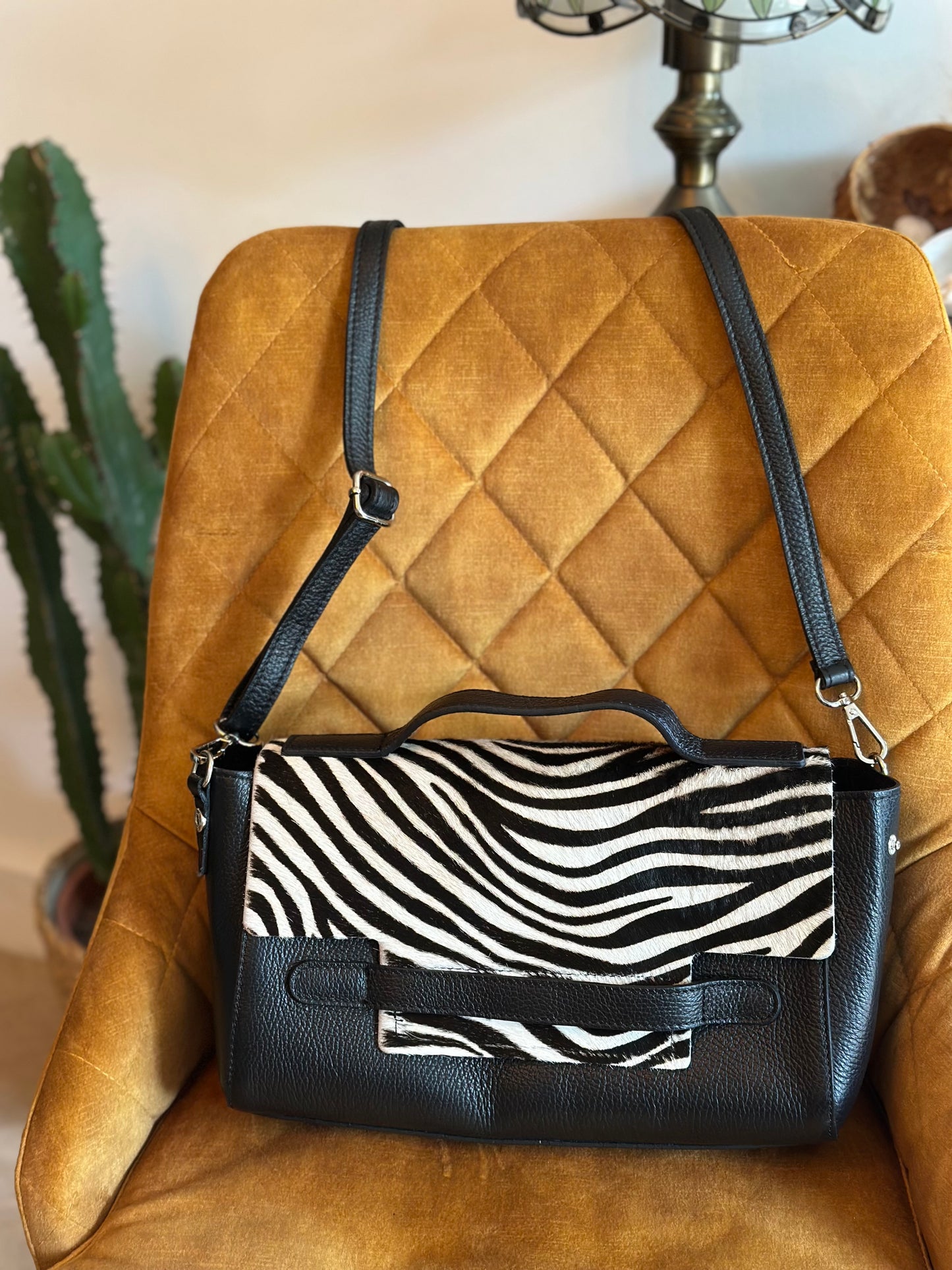 Sac bandoulière en cuir zèbre – Made in Italy