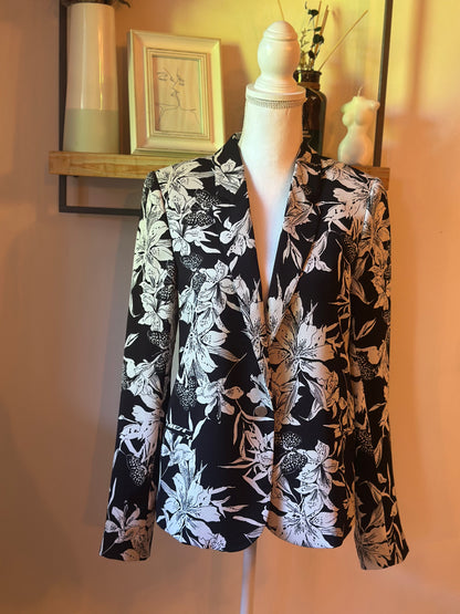Blazer fluide fleuri noir & blanc T.40