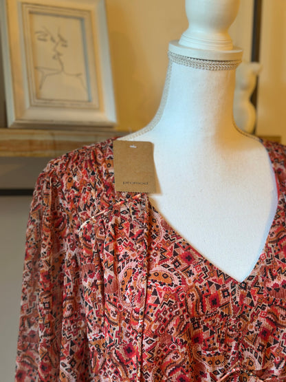 Blouse cropped imprimé corail T.44 neuf avec étiquette