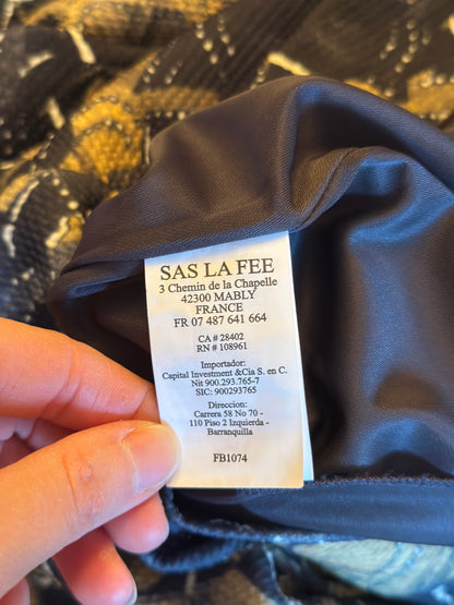 Robe imprimé insectes noir doré T.38