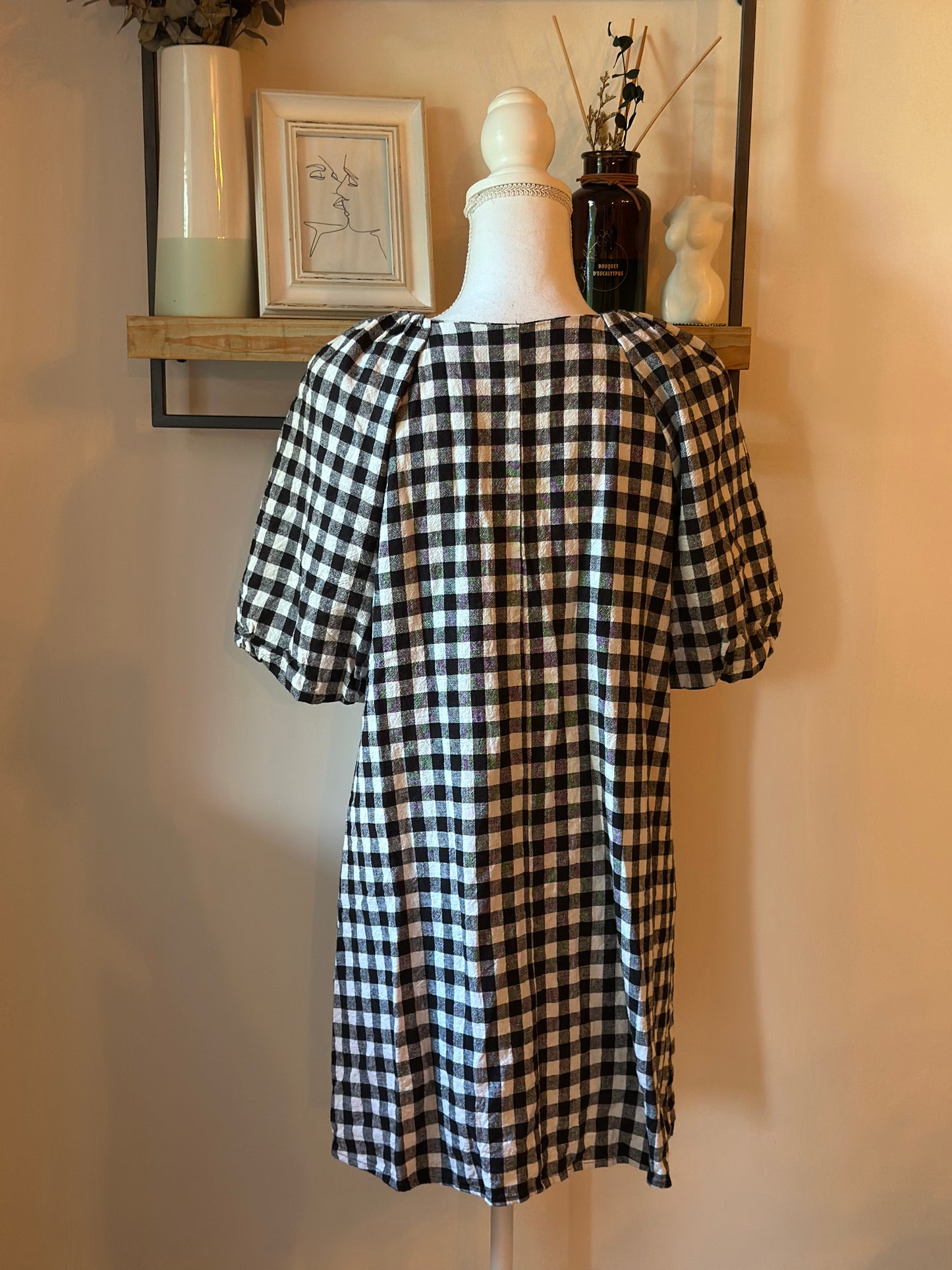 Robe vichy noir et blanc en lin T.38