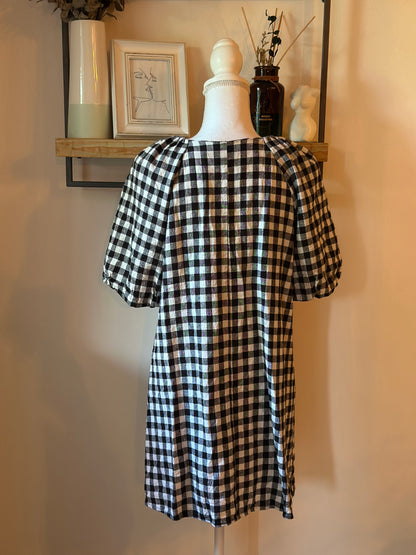Robe vichy noir et blanc en lin T.38