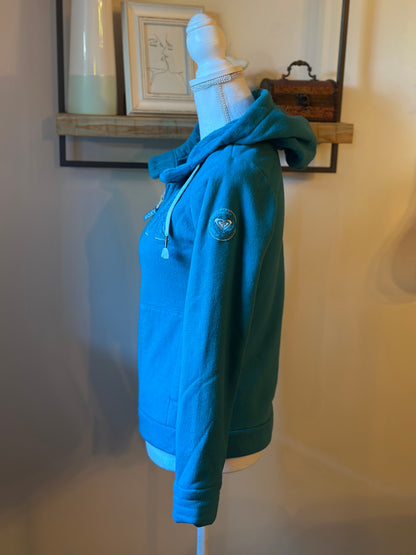 Sweat zippé à capuche uni bleu T.34
