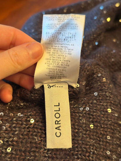 Pull gris à sequins en mohair et laine T.38