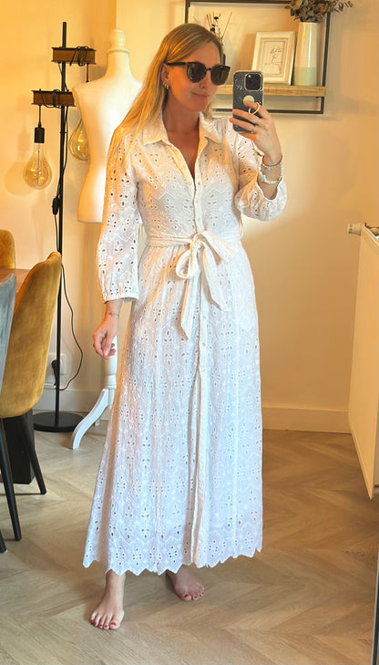 Robe longue blanche broderie anglaise T.36