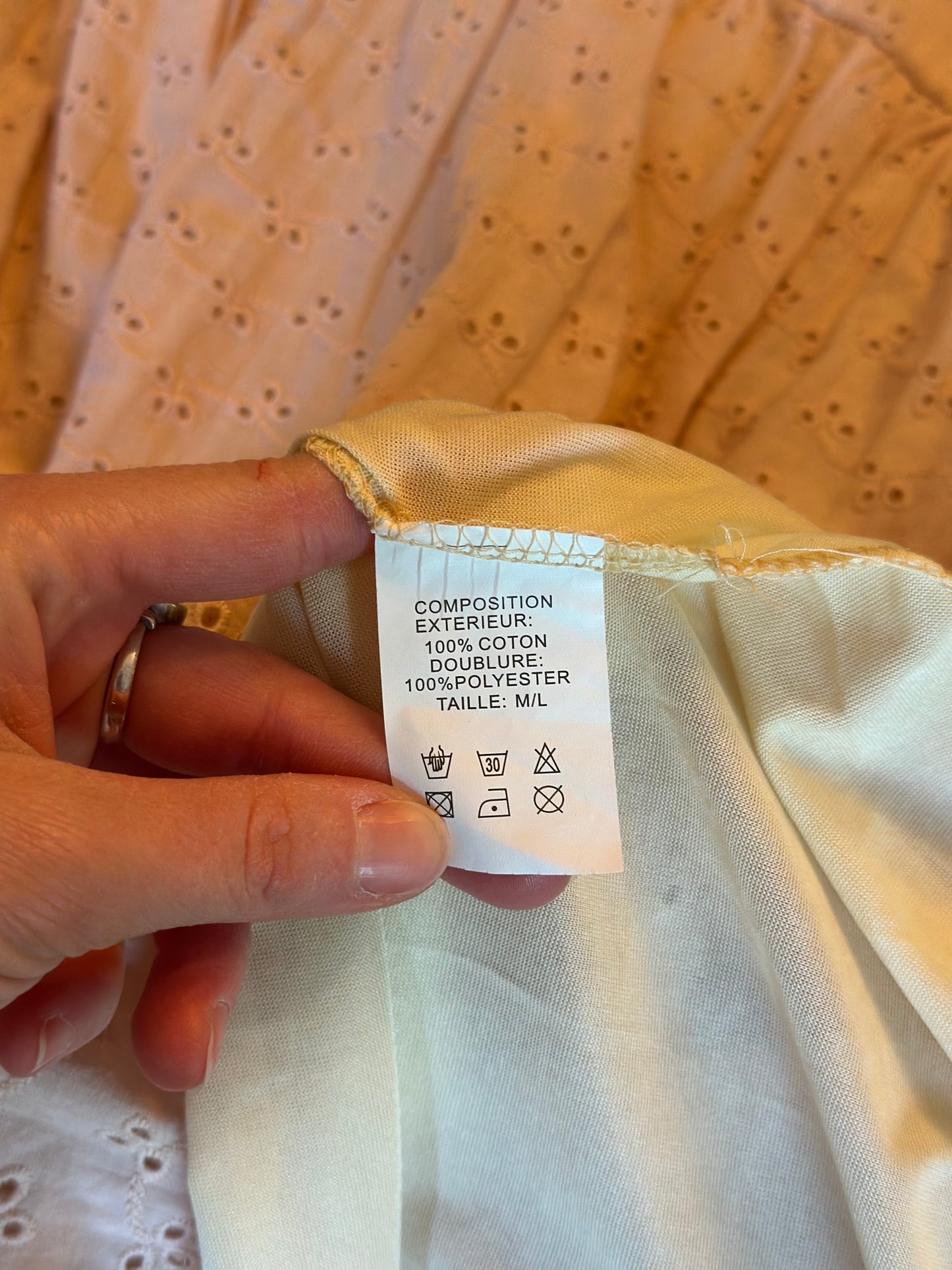 Robe broderie anglaise beige coton neuf avec étiquette T.38/40