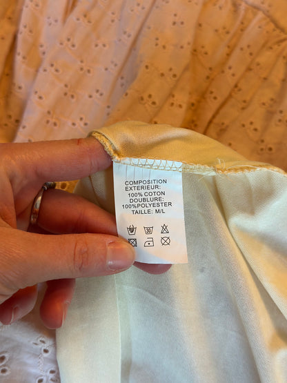 Robe broderie anglaise beige coton neuf avec étiquette T.38/40