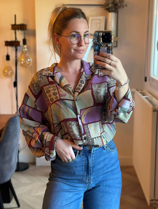 Chemise vintage imprimé patchwork T.U