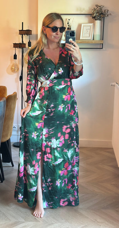 Robe longue fleurie multicolore T.40