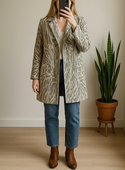 Manteau imprimé feuillage T.38