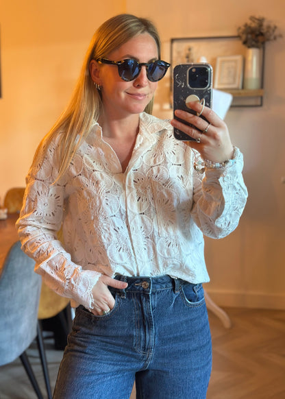 Chemise blanche broderie anglaise T.38