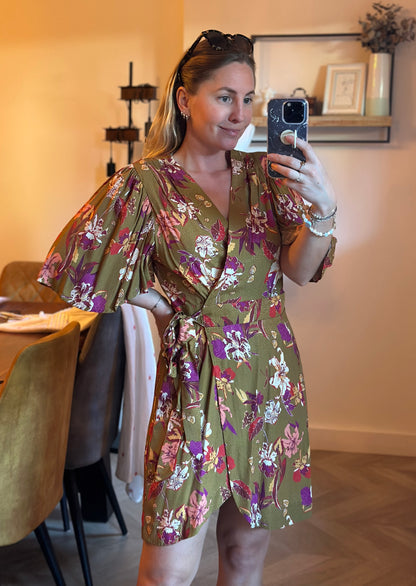 Robe porte feuille fleurie T.36 neuve