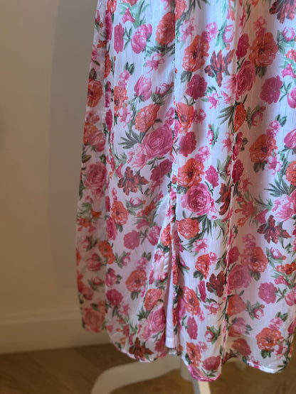 Robe longue fleurie à fils lurex T.38