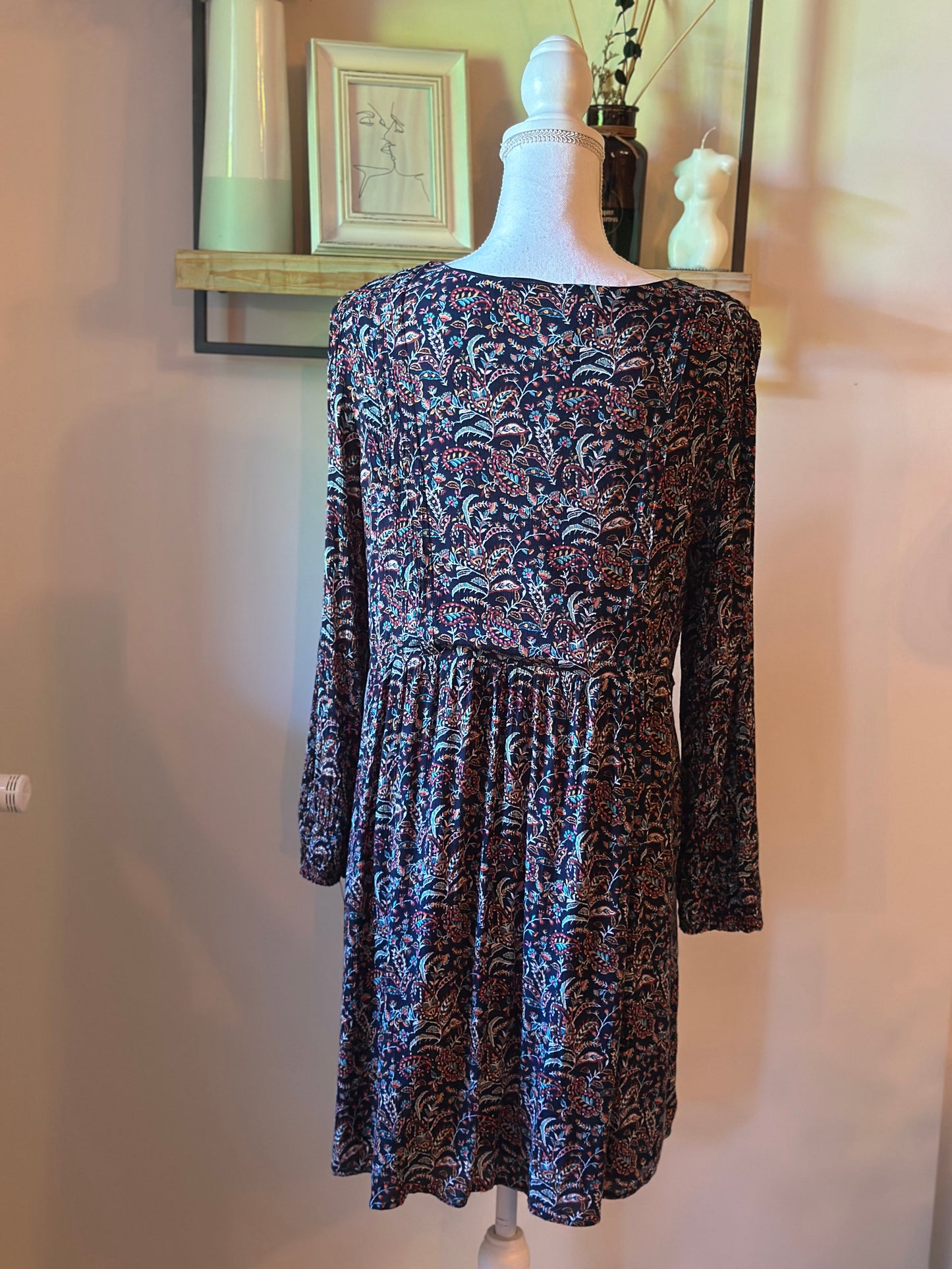 Robe fluide fleurie cachemire viscose T.44