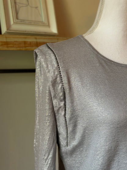 T-shirt manches longues effet brillant en lin T.38