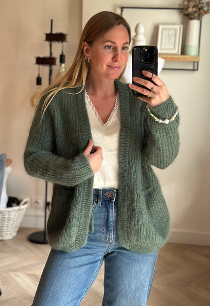 Gilet Delise vert clair mohair laine T.36