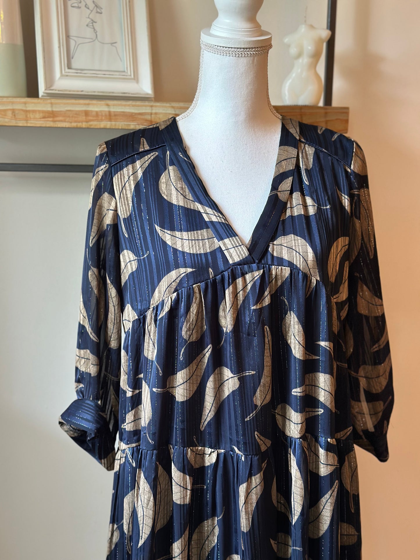 Robe courte fluide imprimé feuilles T.36