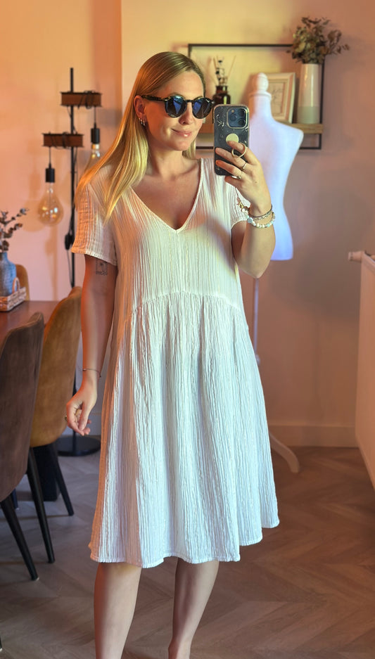 Robe gaze de coton blanche lurex doré T.40/42
