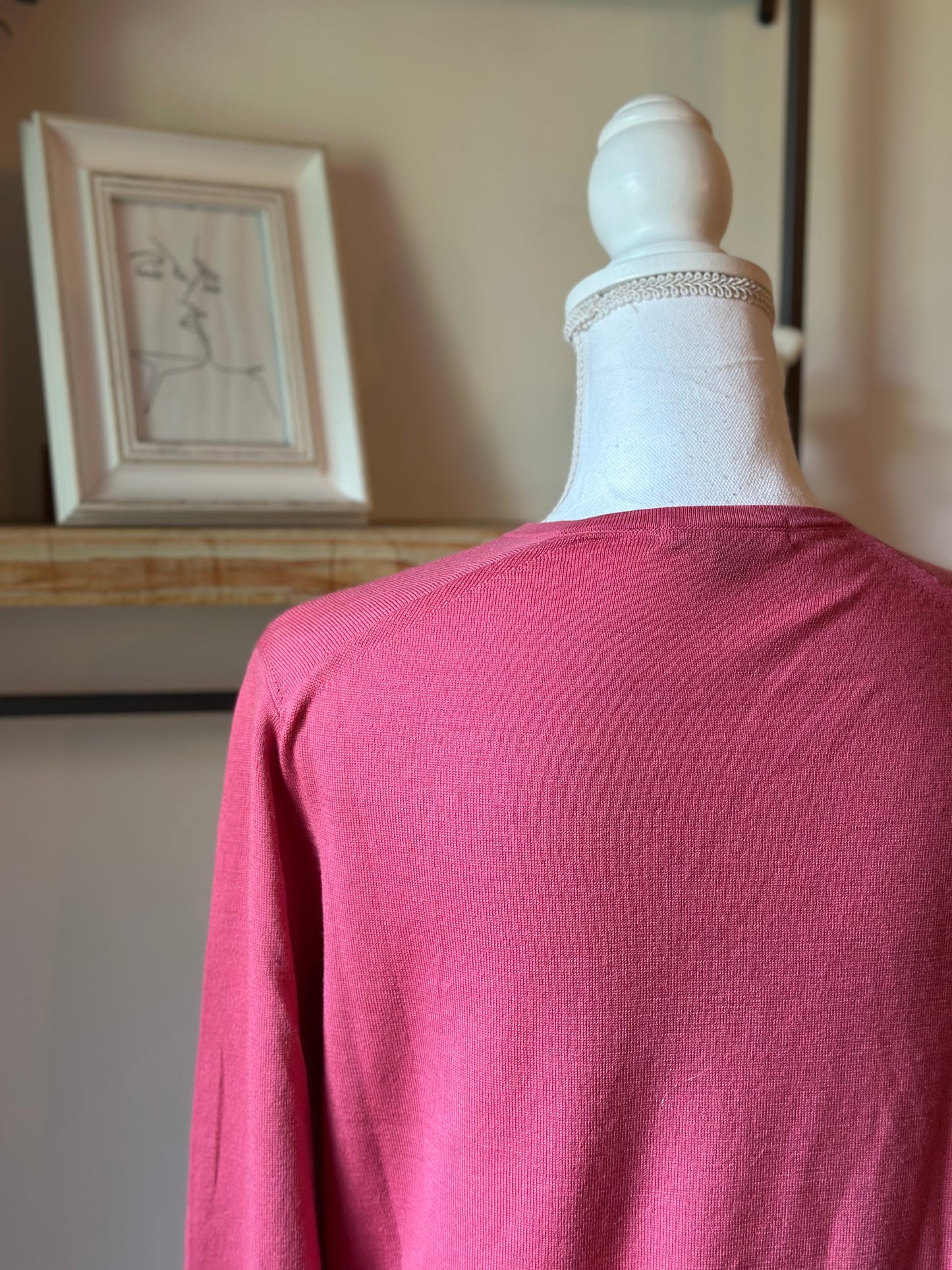 Pull rose col V 100% laine T.38