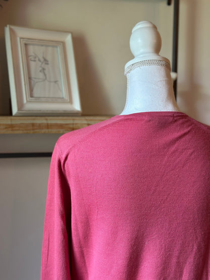 Pull rose col V 100% laine T.38