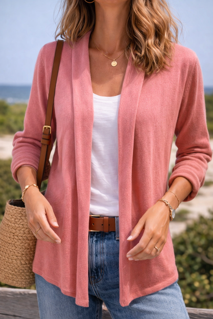 Gilet rose maille fine T.36