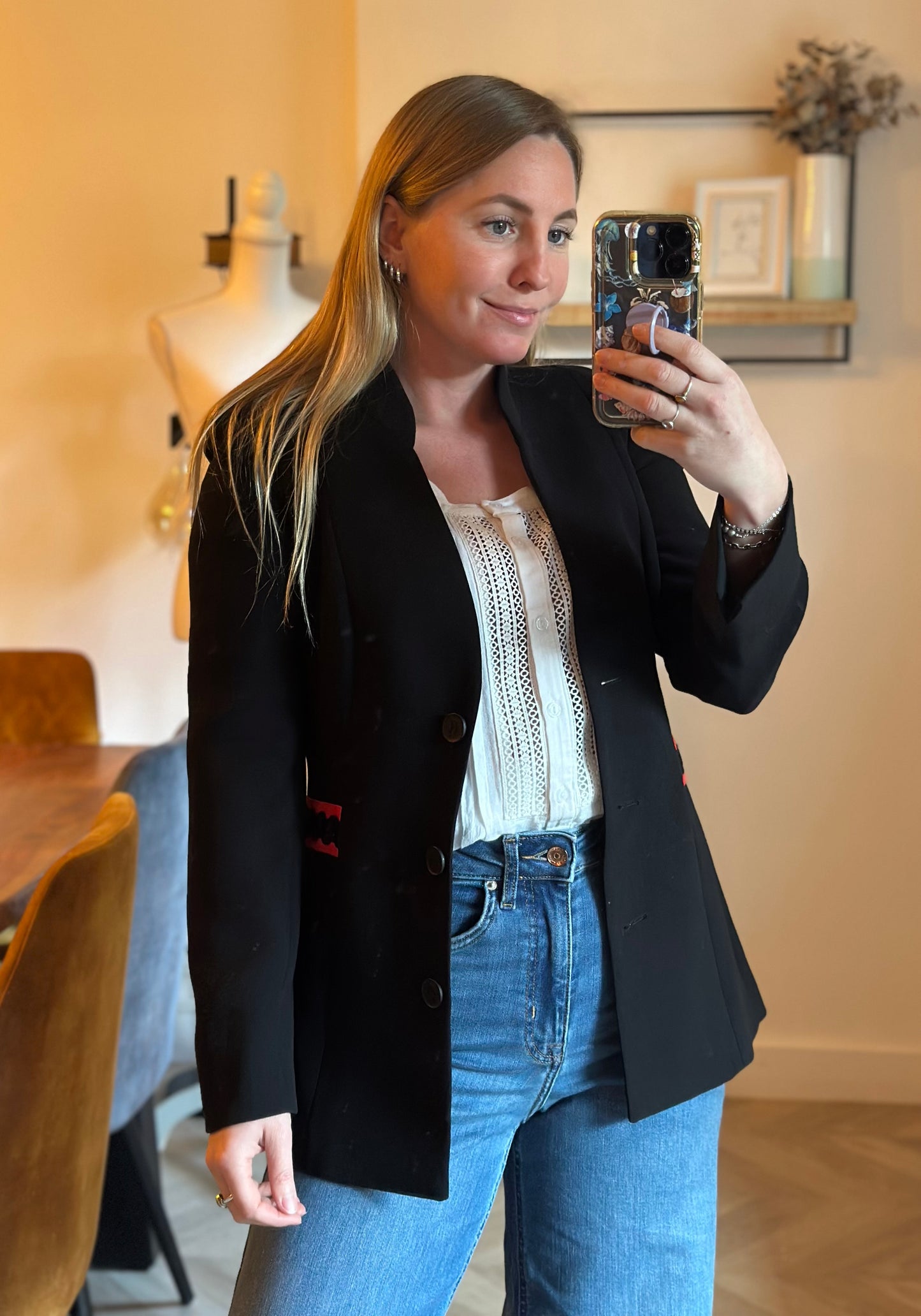 Blazer noir détails rouges fabriqué en France T.34