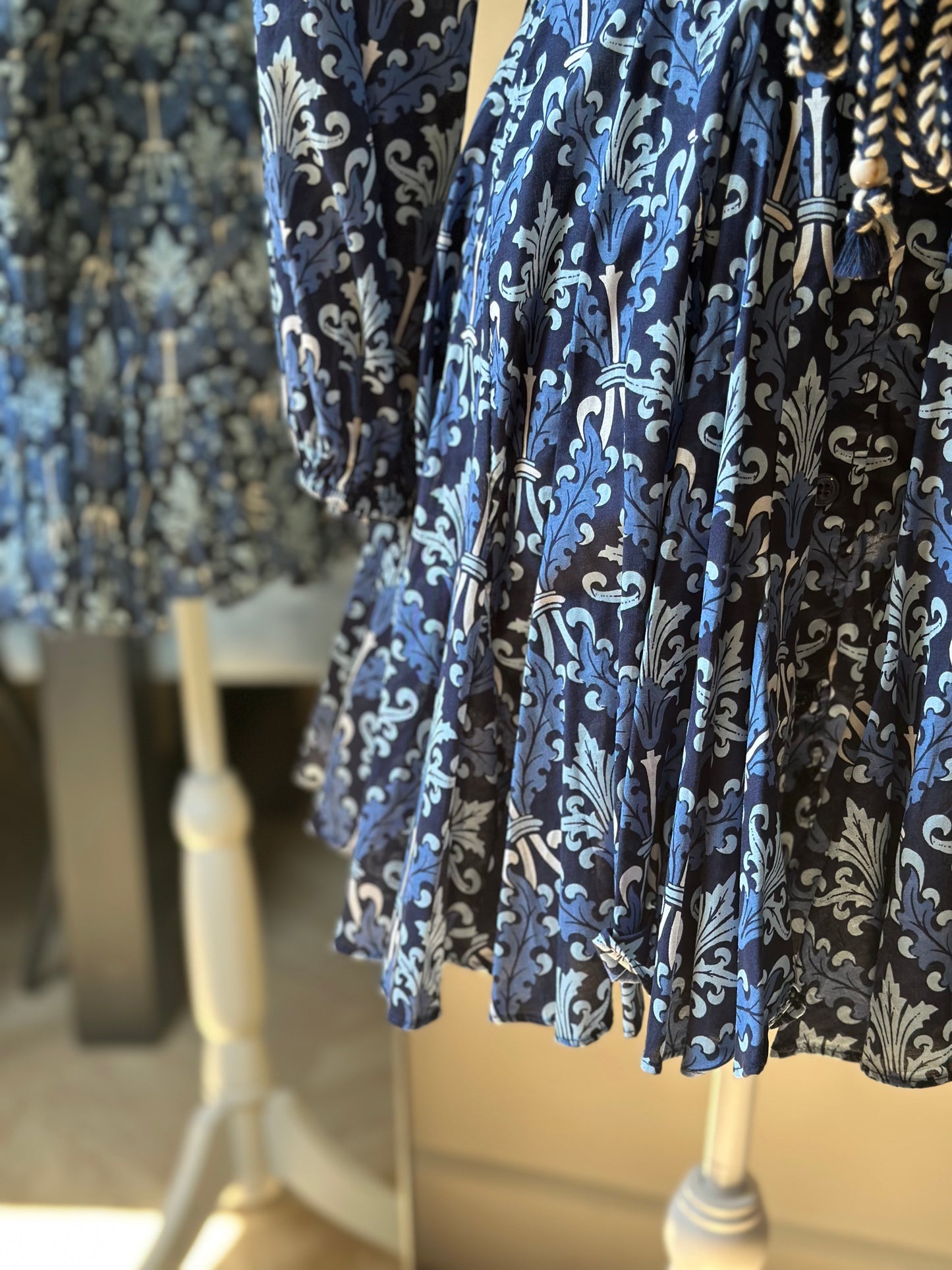Robe fluide imprimé baroque bleu T.34 neuf