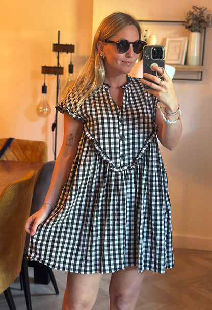 Combishort façon robe vichy noir et blanc T.40