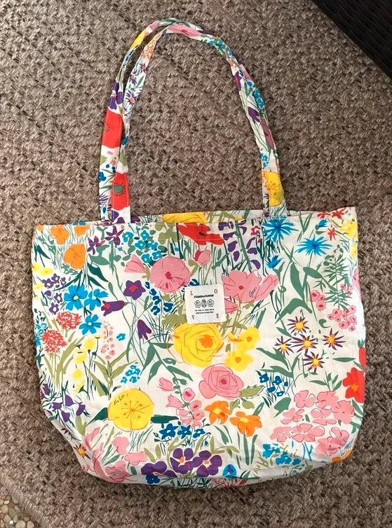 Sac tote bag à motifs fleuris multicolores neuf