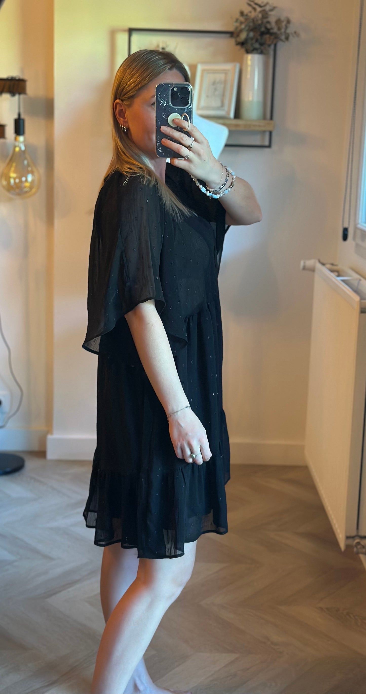 Robe fluide imprimé pois dorés T.38