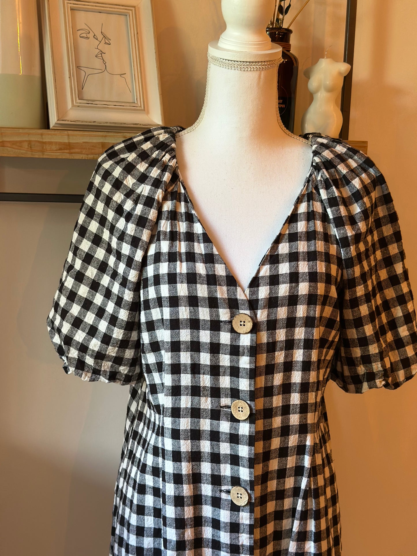 Robe vichy noir et blanc en lin T.38