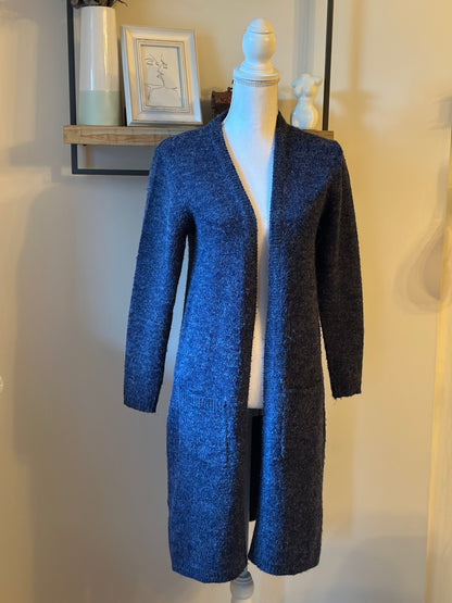 Gilet long bleu gris chiné T.38