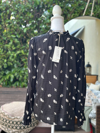 Chemise noire brodée Neuve avec étiquette T.38