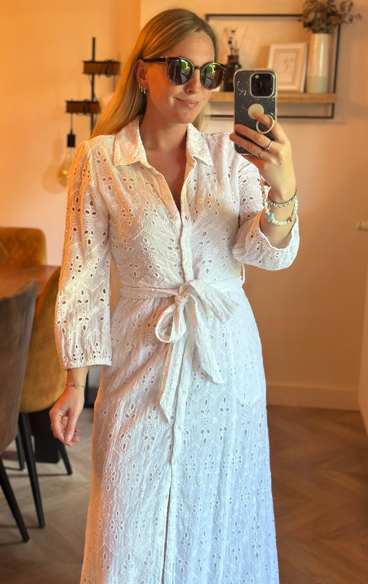 Robe longue blanche broderie anglaise T.36