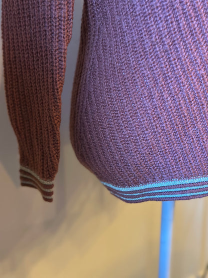 Pull maille col V rose terracotta T.34