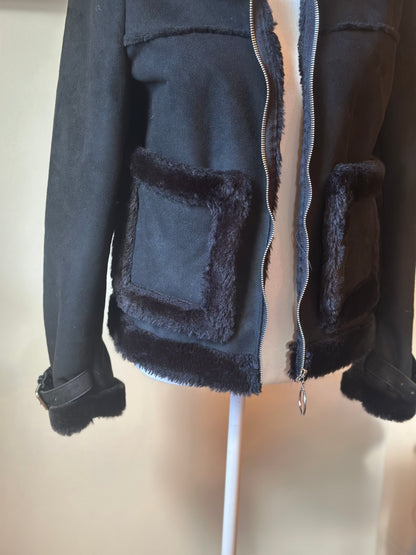 Veste aviateur en velours noir doublée T.34