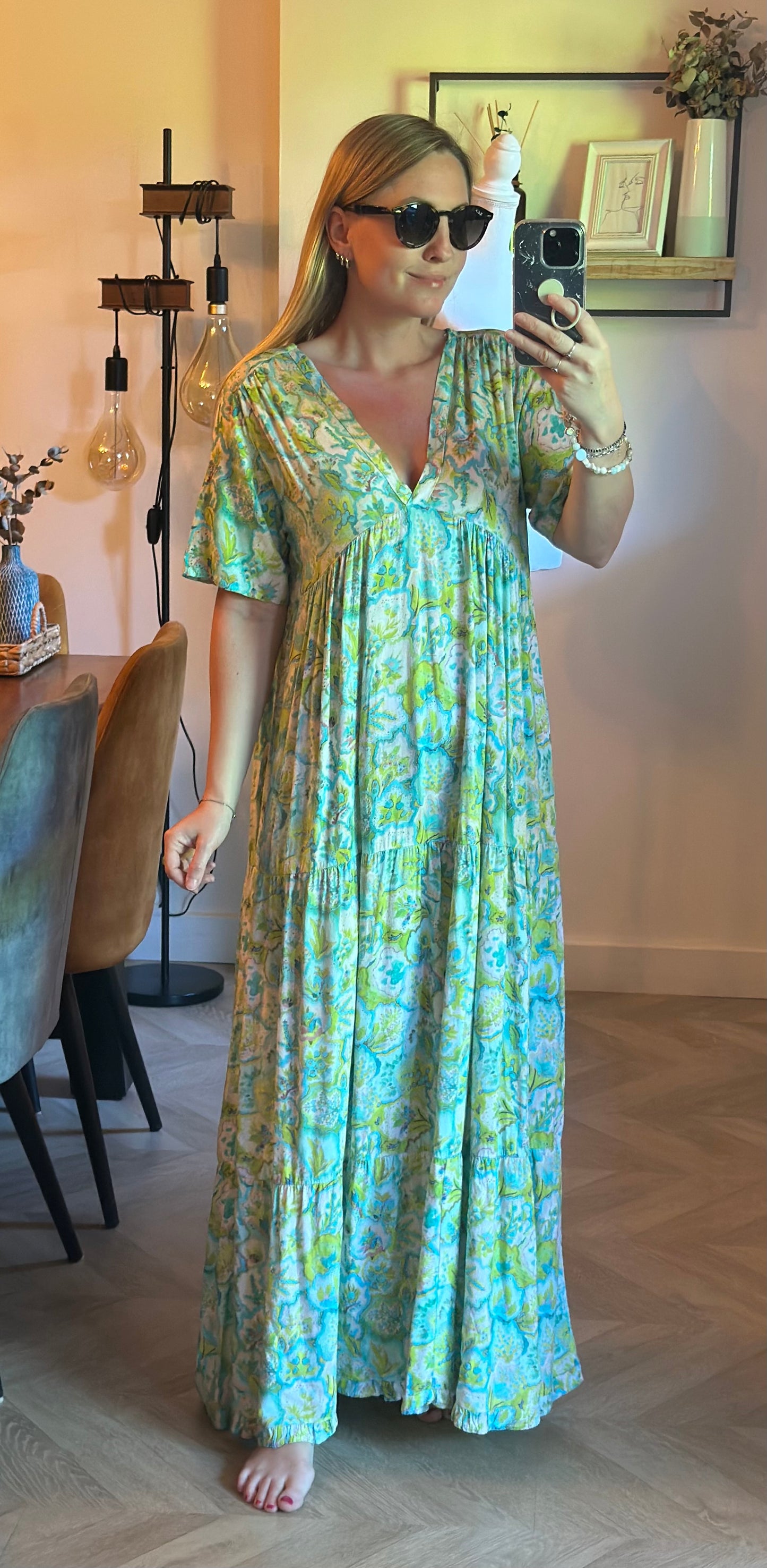 Robe longue fluide imprimé pastel T.U 38/42